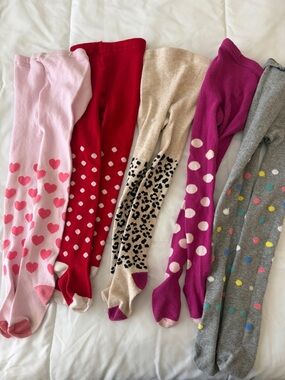 Thick, Winter Girls' Colorful Patterned Tights - Pack of Assorted Colors